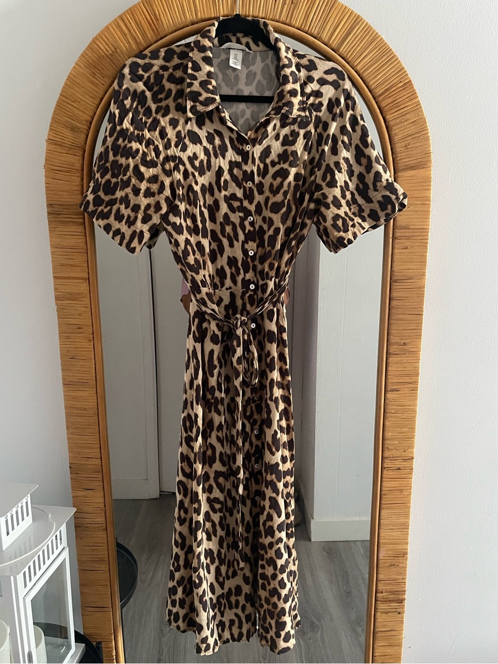 H&M Leopard-Print Button-Front Maxi Dress - Brown
